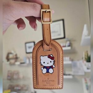 Authentic Louis Vuitton Luggage Tag Custom Hand painted Hello Kitty